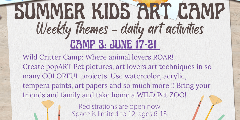 Camp 3 - June 17-21  Wild Critter Camp - Where animal lovers ROAR